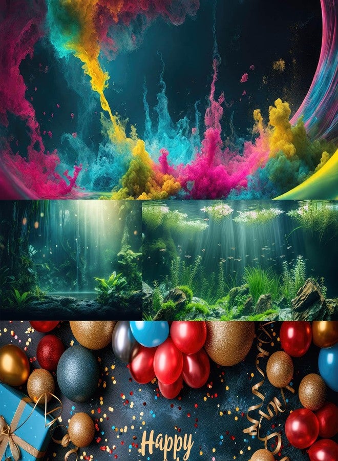 CaterRina Cartoon Underwater Landscape Aquarium Background Tropical Coral Reef Sunken Ship with Sea Animals Terrarium Background Deep Blue Ocean Fish Crab Treasure Chest Sea Turtle Fish Tank Backdrop 30x12in - Image 4